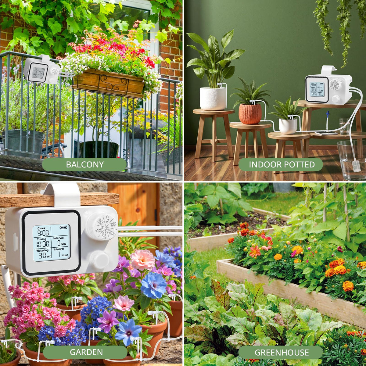 Tepsmigo indoor gardening setup for hands-free, organized irrigation.