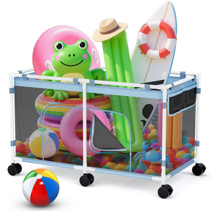 Tepsmigo pool storage assembly process for quick setup and easy organization.