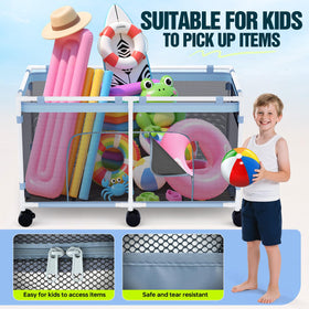 Tepsmigo pool storage double zipper design enables kid-friendly access.