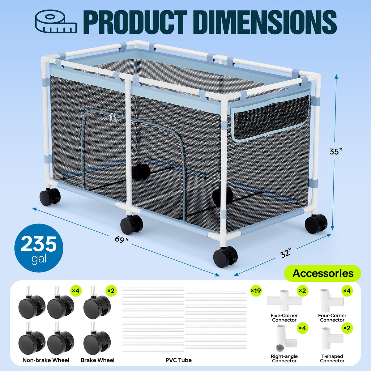 Tepsmigo pool storage mesh design prevents water accumulation.