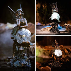 Teresa's Collections bronze-patina finish fairy decor resists rain and snow for year-round display.