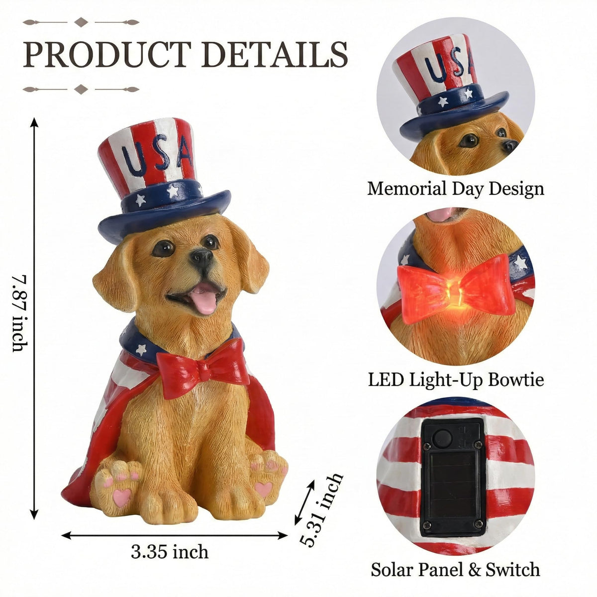 Teresa's Collections compact patriotic dog fits porch steps and tabletops