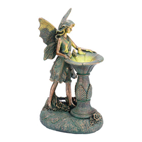 TERESA'S COLLECTIONS fairy garden statue with solar light adds magical nighttime ambiance to outdoor spaces.
