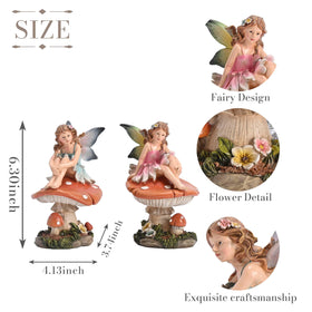 TERESA'S COLLECTIONS fairy sitting on mushrooms decor brightens indoor spaces
