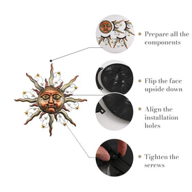 TERESA'S COLLECTIONS bronze sun face wall art for farmhouse-style patios and gardens.