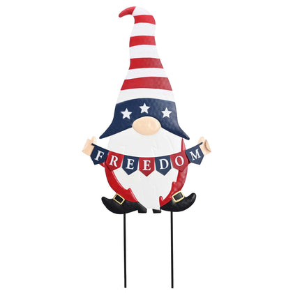 TERESA'S COLLECTIONS goblin yard stake with FREEDOM banner, durable garden decor