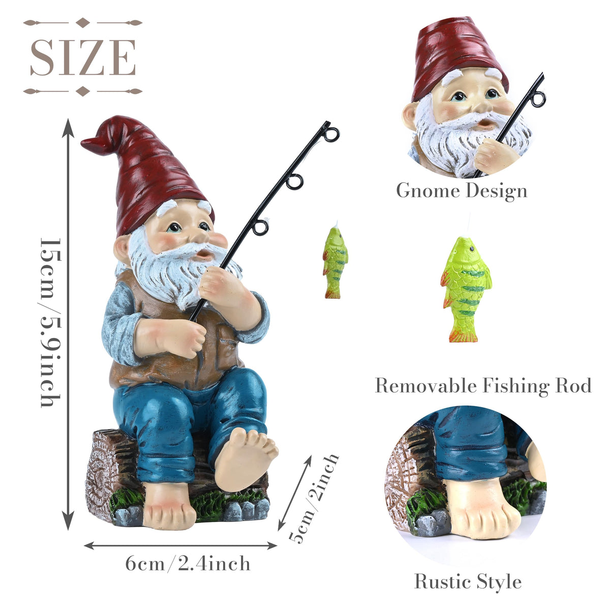 TERESA'S COLLECTIONS gnome 6-inch compact size fits porches and shelves.