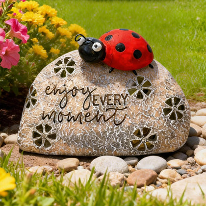 Teresa's Collections ladybug garden statue with solar light for nighttime glow