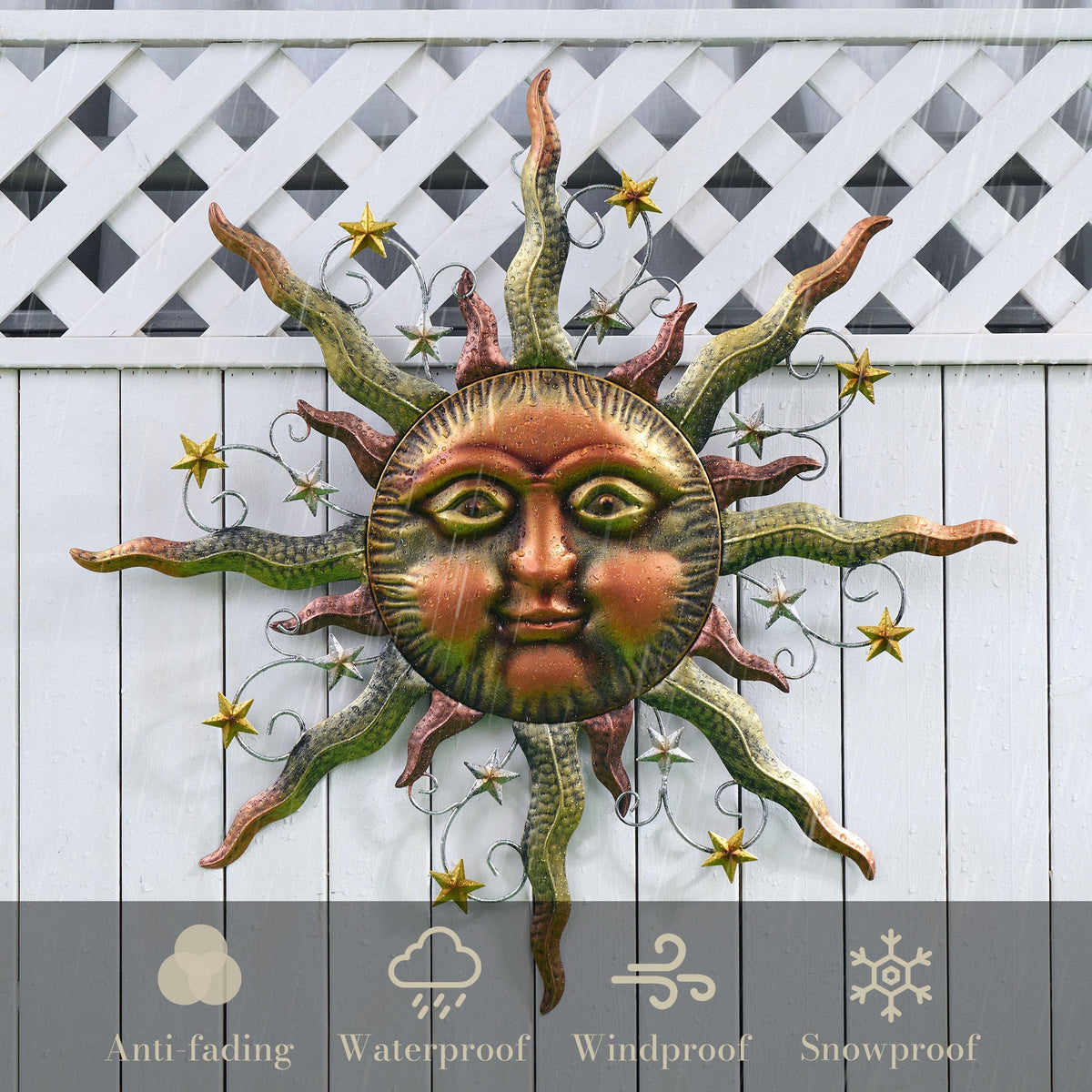 TERESA'S COLLECTIONS sun wall sculpture, bold 32-inch centerpiece for living spaces and yards.