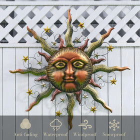 TERESA'S COLLECTIONS sun wall sculpture, bold 32-inch centerpiece for living spaces and yards.