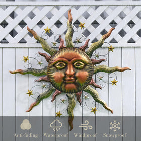 Teresa's bronze sun art creates a striking garden focal on any wall.