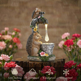TERESA'S COLLECTIONS solar garden hedgehog light enhances nighttime visibility.