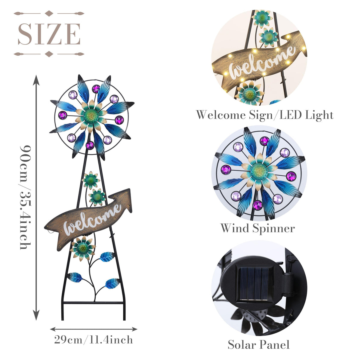 Teresa's Collections solar panel powers night glow for ambiance.