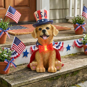 Teresa's Collections solar-powered garden dog decor charging by day and lighting by night
