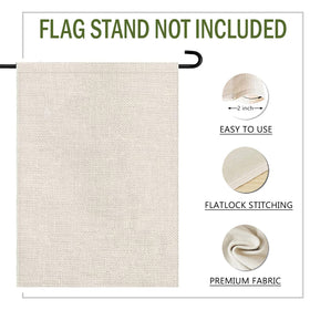Terkki Chinoiserie Topiary Welcome flag, burlap texture close-up, durable flare in all seasons.