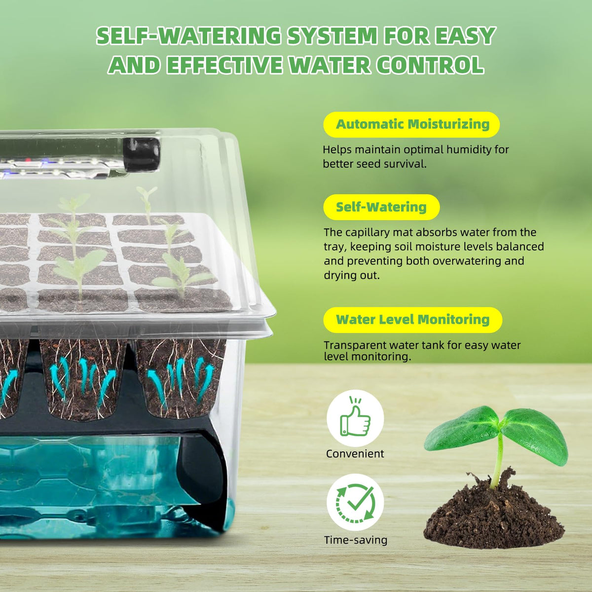 Terronix BPA-free PET dome lid provides durable, stable germination environment.