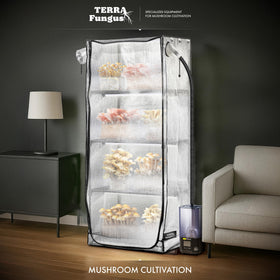 Waterproof base tray keeps humidity contained inside Terra Fungus Martha Tent