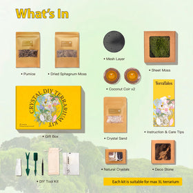 Terra Tales tiny figurines decor included in terrarium kit for playful detail