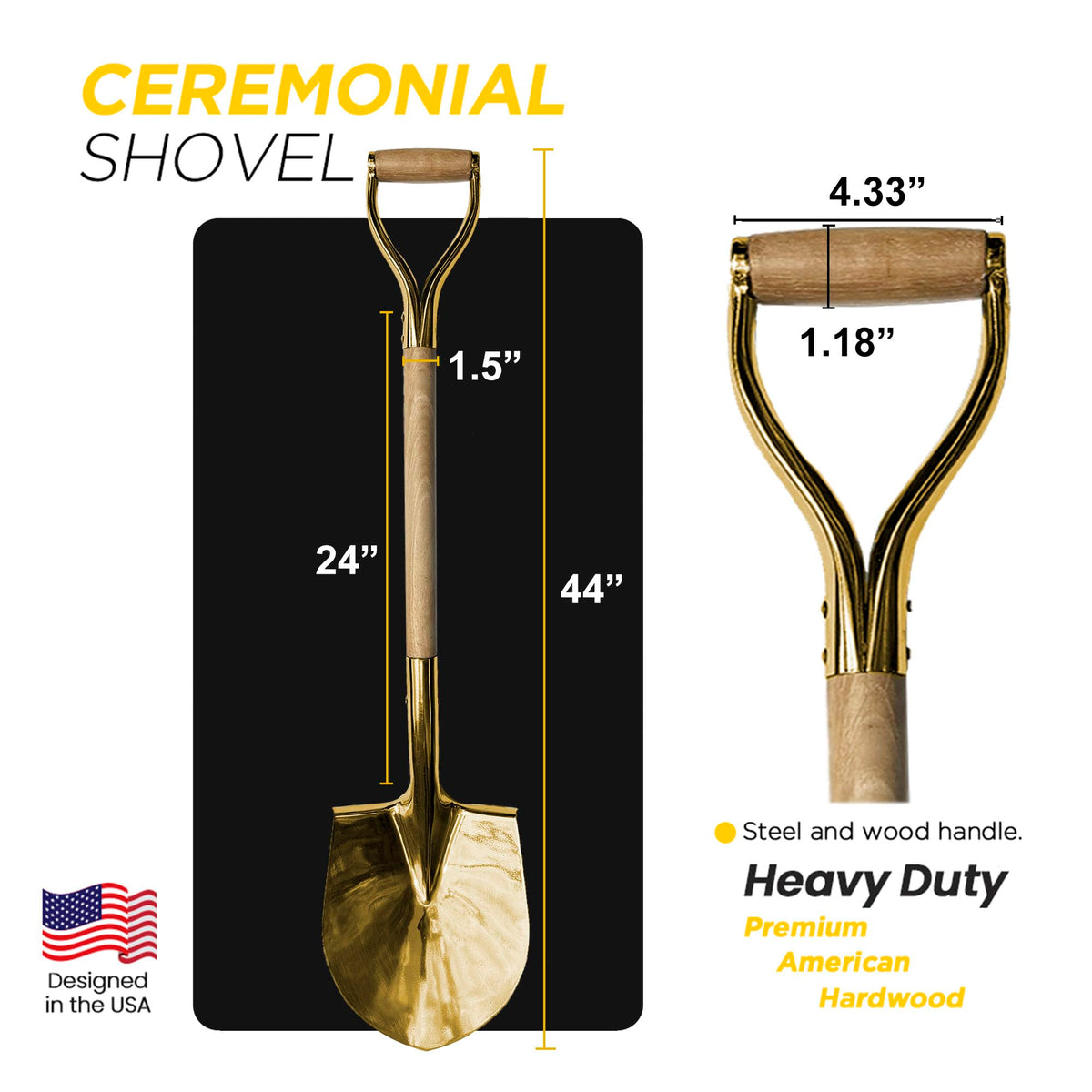 Terra Tools wood D-handle shovel showcases ergonomic grip for easier digging