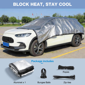 Grommets and reinforced edges on Terralux aluminet shade cloth for secure outdoor mounting.