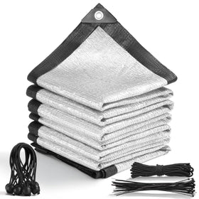 Terralux aluminet shade cloth with reflective surface cools outdoor spaces.