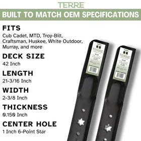 Blade design highlighting 0.15-inch thickness for durability