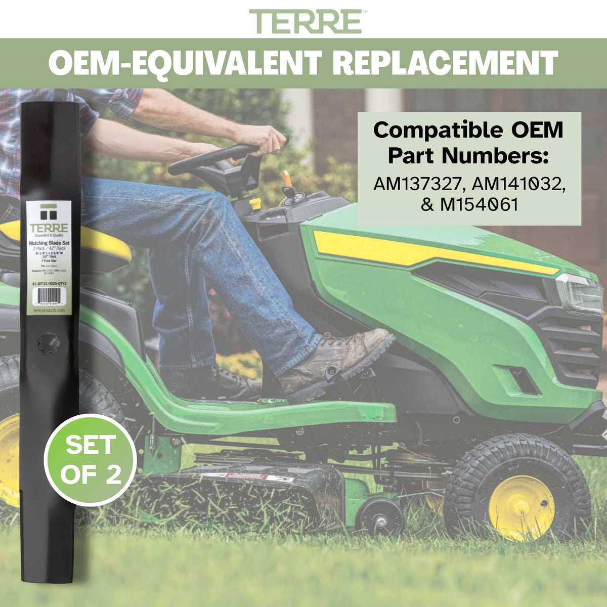 Terre blades with 7-point star center hole for stable attachment.