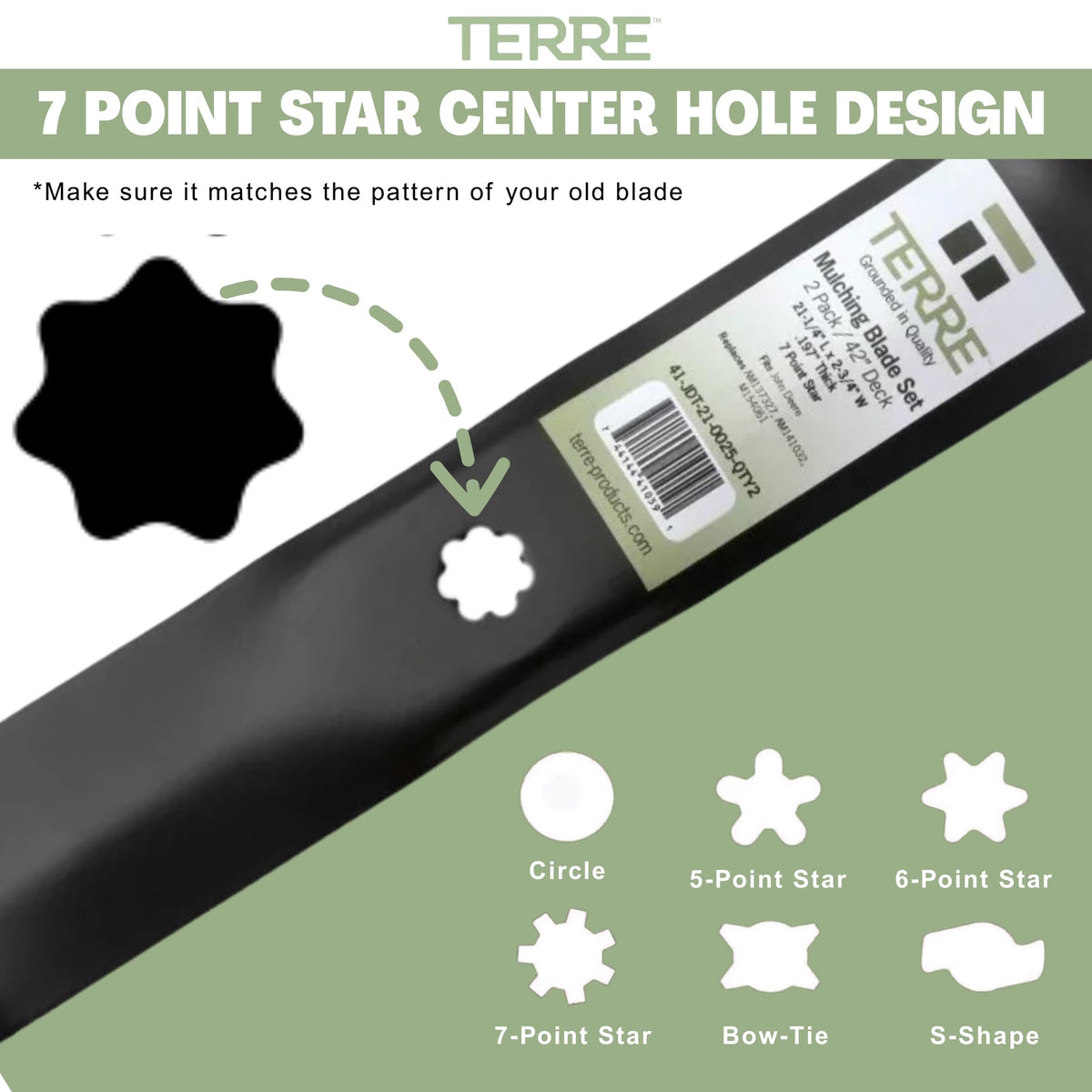 Terre blades compatible with John Deere AM141032-equipped tractors for smooth operation.