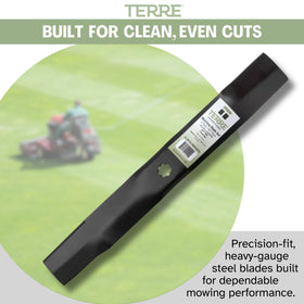 Terre high lift blades enhance airflow and cut quality during mowing.