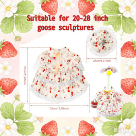 Terreva strawberry-pattern fabric on the goose outfit brightens outdoor spaces.