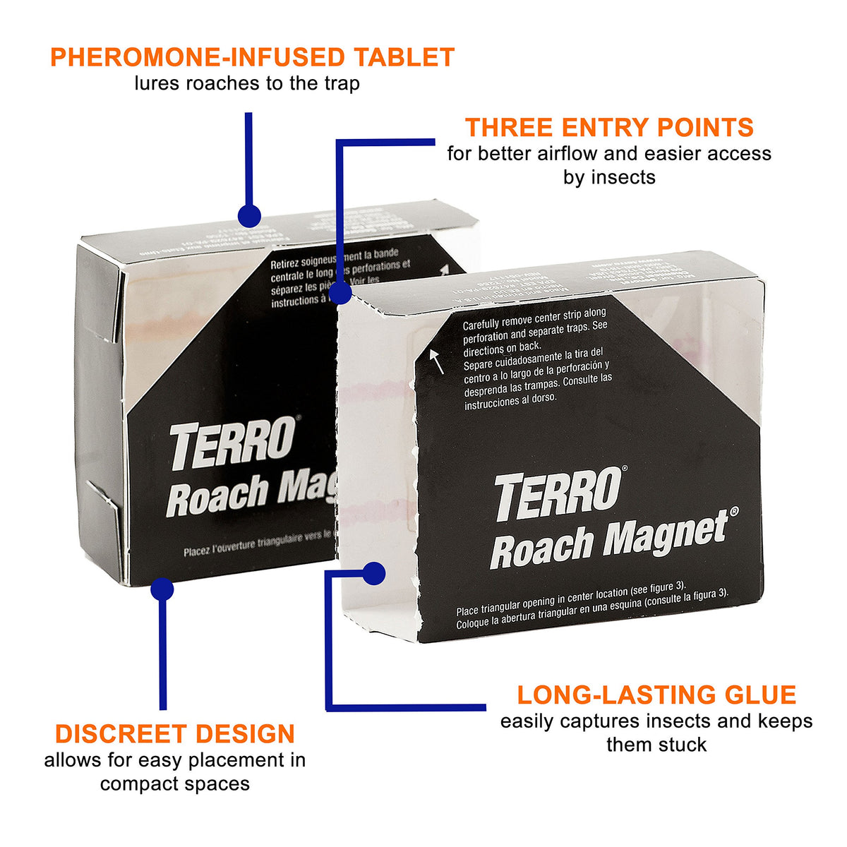Terro Roach Magnet trap in use in a kitchen cabinet