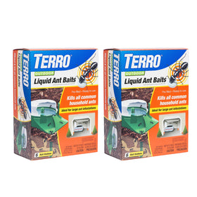 TERRO T1806SR outdoor liquid ant bait stations placed along trails for outdoor control