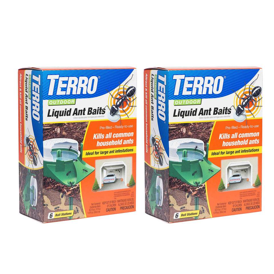 TERRO T1806SR outdoor liquid ant bait stations placed along trails for outdoor control