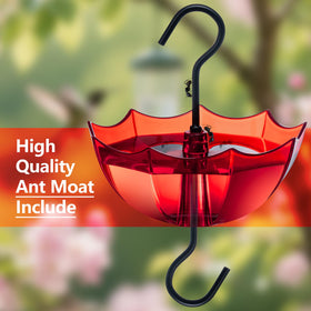 TERULF vintage red glass hummingbird feeder, eye-catching décor that attracts birds from afar.