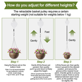 TERVEEX hanging planter height adjustment demonstrates dynamic display options for sun exposure.