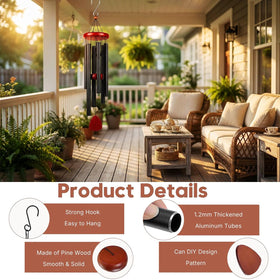 TERVEEX wind chimes showcasing durable timber and anodized aluminum construction.