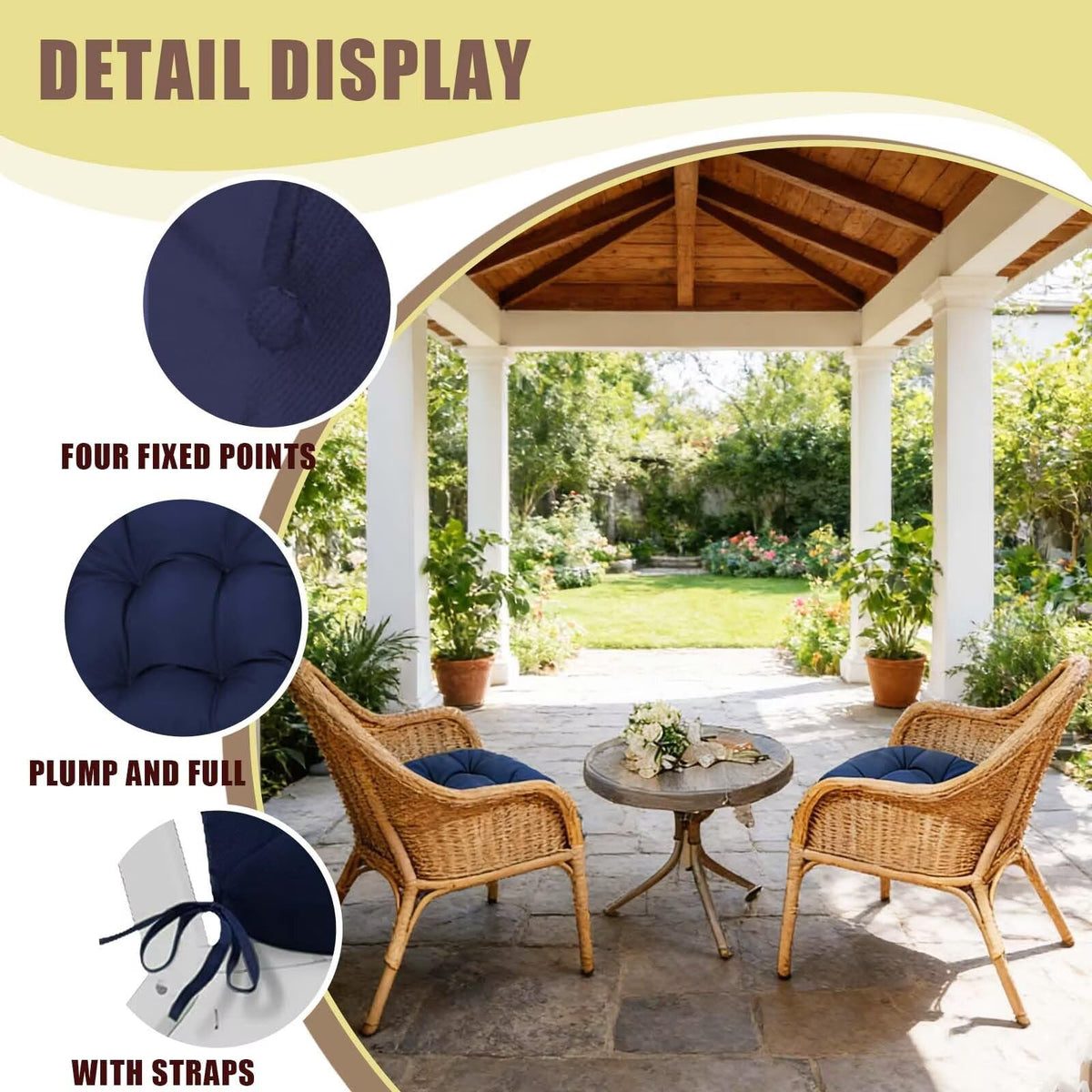 TESICA cushion on rattan chair adds refined indoor-outdoor charm