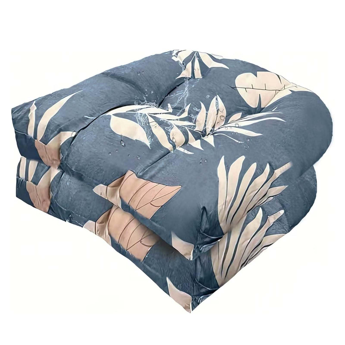 TESICA 2pc U-shaped seat cushions on a wicker chair for patio comfort.