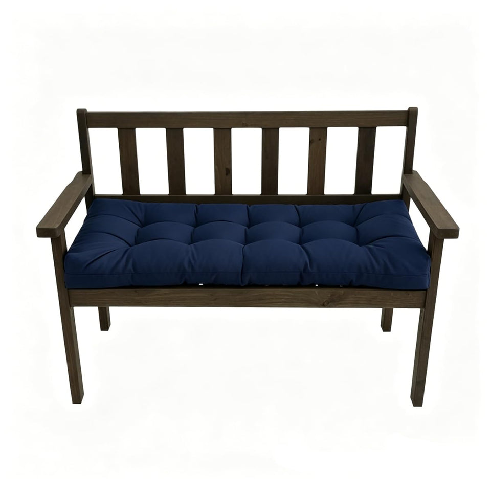 TESICA 40x20in navy bench cushion on outdoor furniture, weatherproof and comfortable.