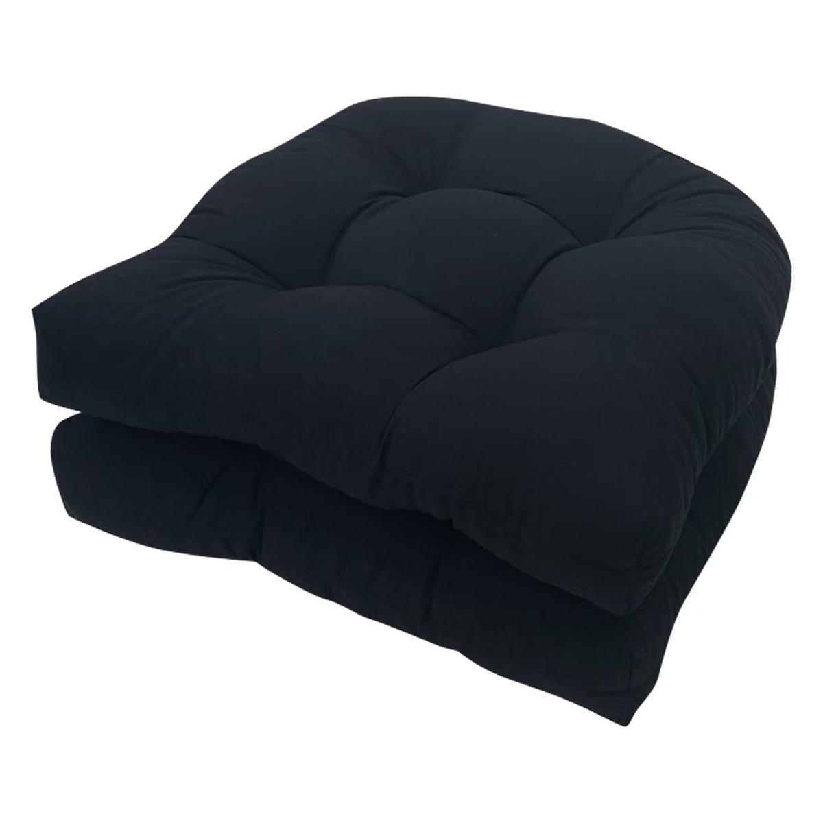 TESICA black patio cushion with ties provides outdoor dining comfort.