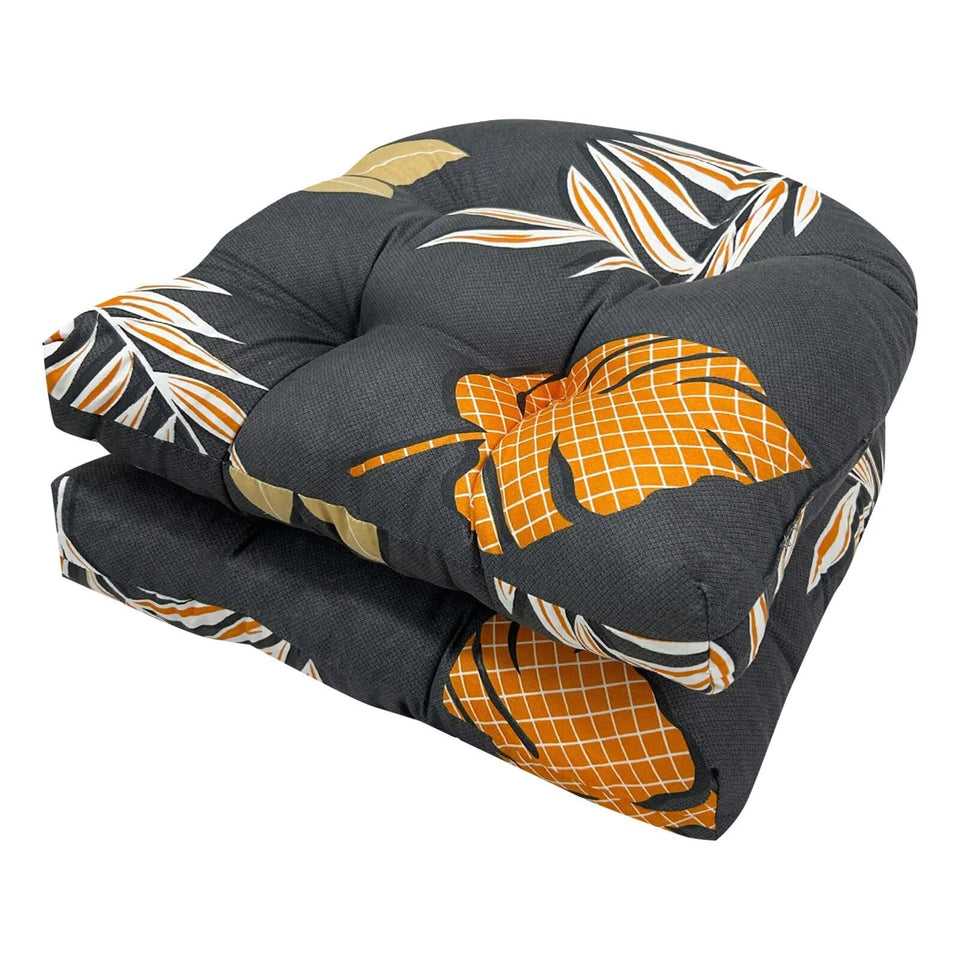 TESICA floral patio chair cushions tufted 19x19 inch gray orange set enhances outdoor comfort