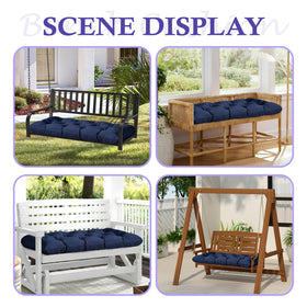 TESICA navy garden patio bench cushion adds cozy support.