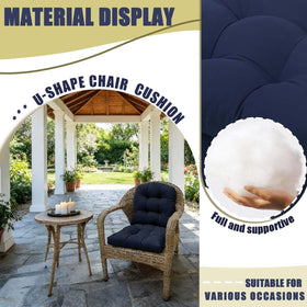 TESICA Indoor-outdoor navy seat cushion suited for year-round use.