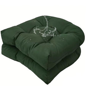TESICA U-shaped wicker seat cushion in dark green for outdoor patio use
