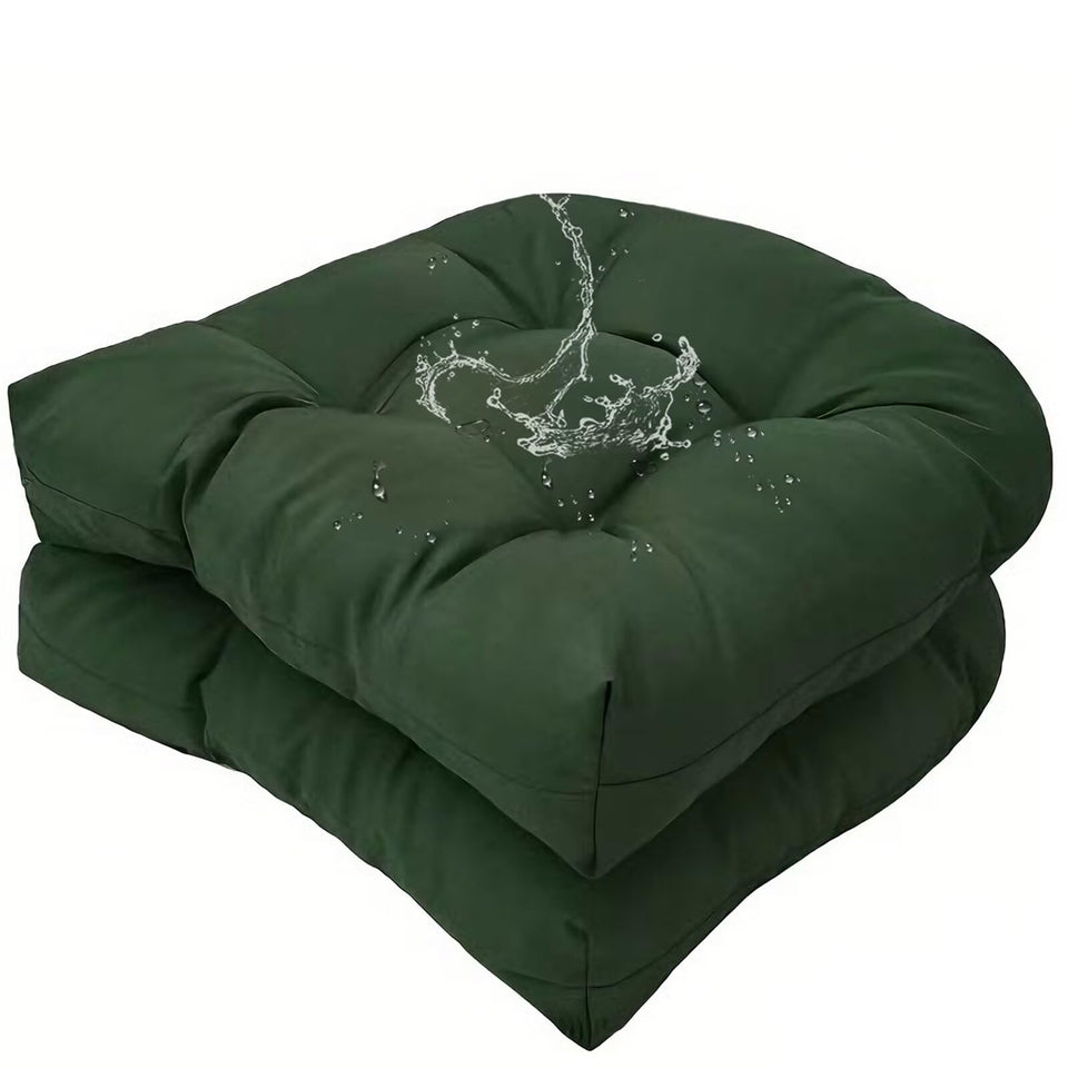 TESICA U-shaped wicker seat cushion in dark green for outdoor patio use