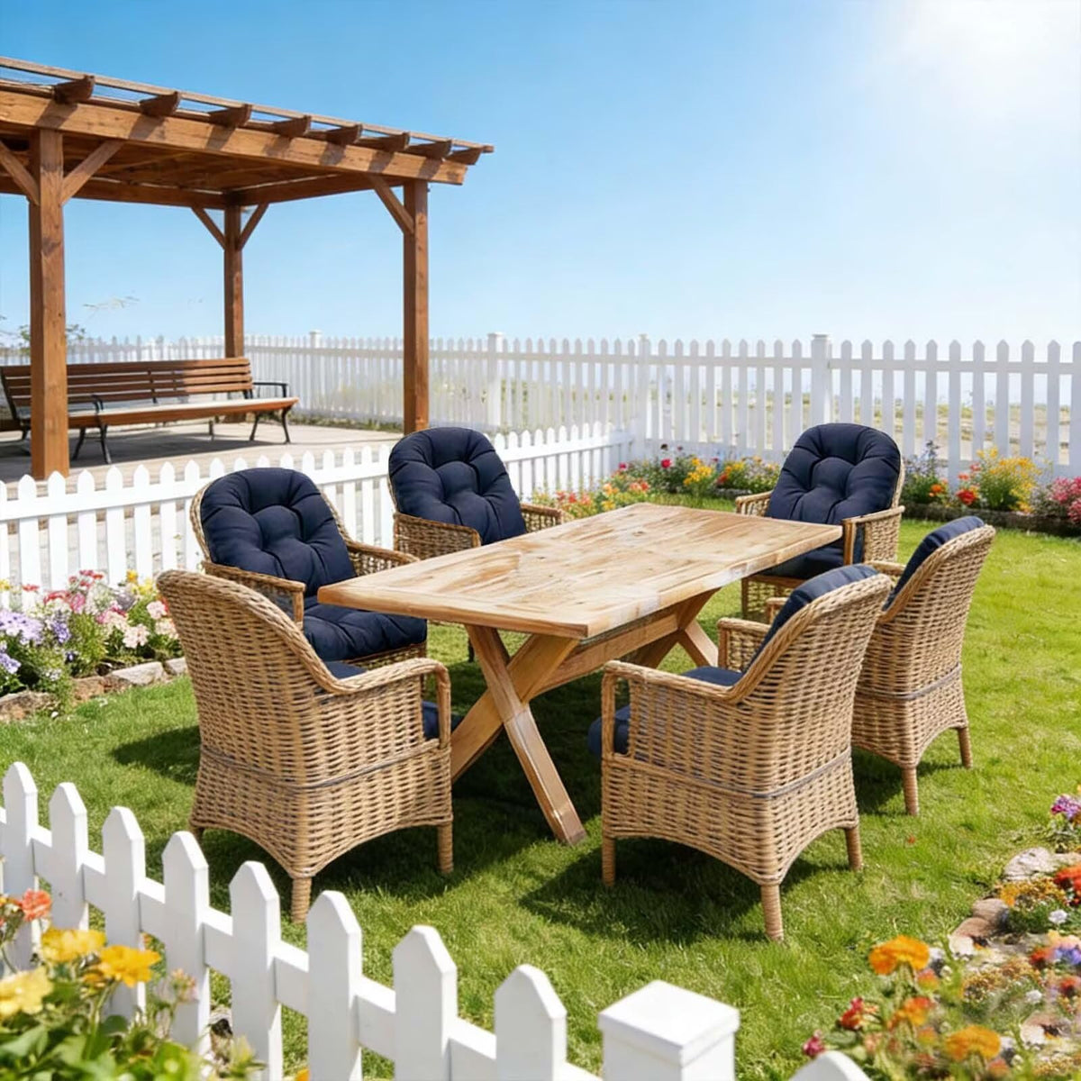 TESICA rocking-chair cushion with floral pattern enhances porch seating