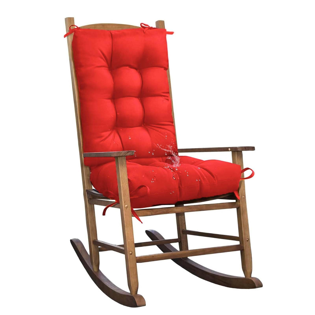 TESICA rocking chair cushion seat in red adds plush comfort to outdoor seating