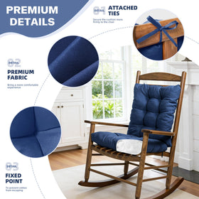 TESICA rocking-chair pad showing straps securing cushion for stable outdoor seating.