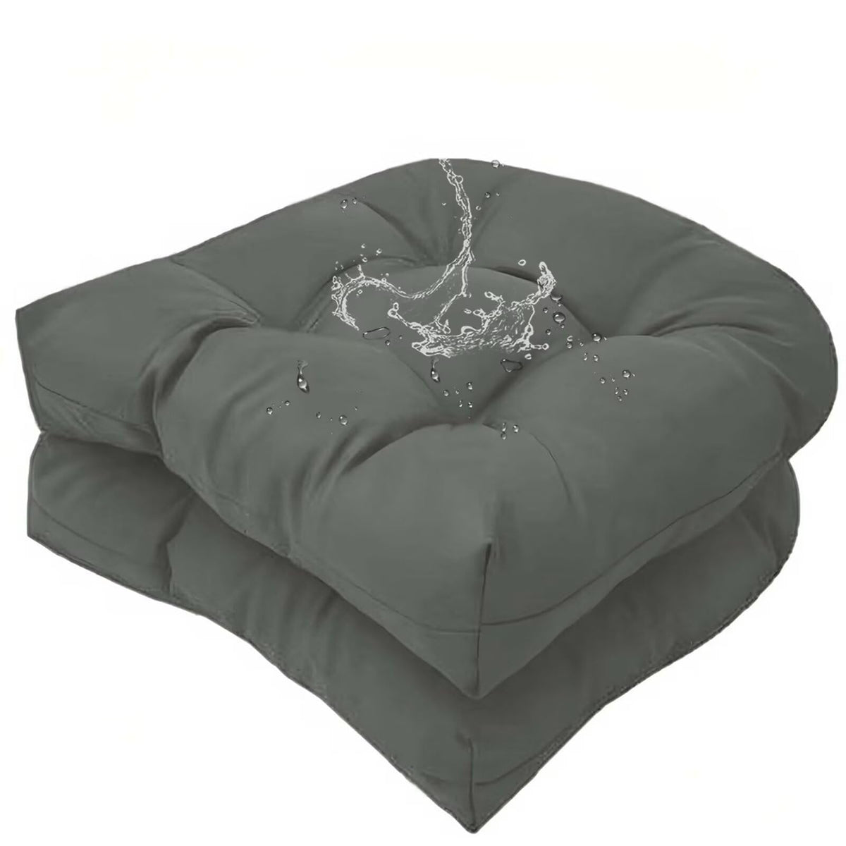 TESICA set of two outdoor cushions with tufted detailing and waterproof fabric for durable patio comfort.