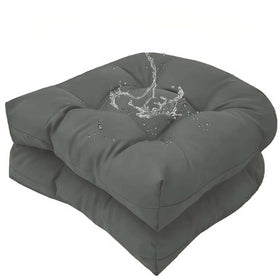 TESICA set of two outdoor cushions with tufted detailing and waterproof fabric for durable patio comfort.